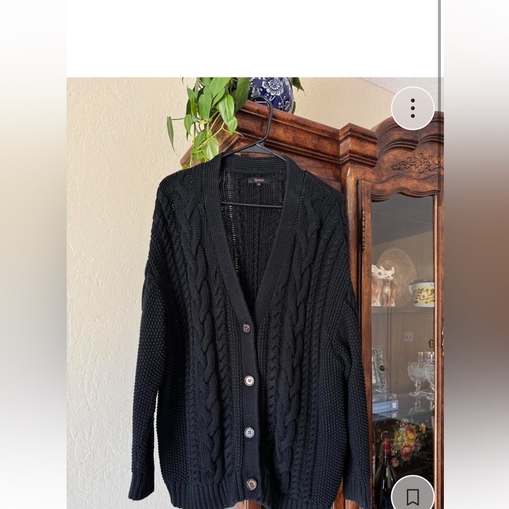 dark blue 100% cotton quince cardigan - Picture 2 of 2